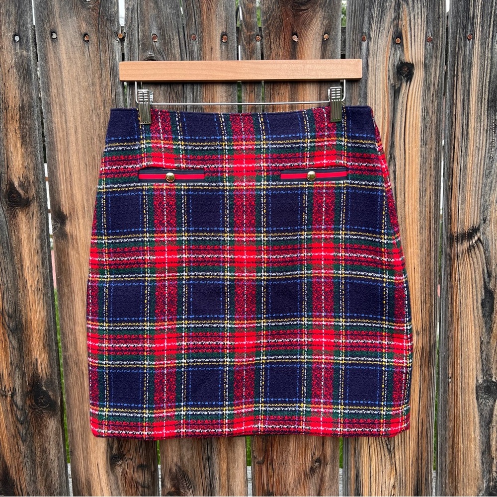 Talbots Red And Blue Plaid A-Line Above Knee Skirt Classic Preppy, Women’s 4